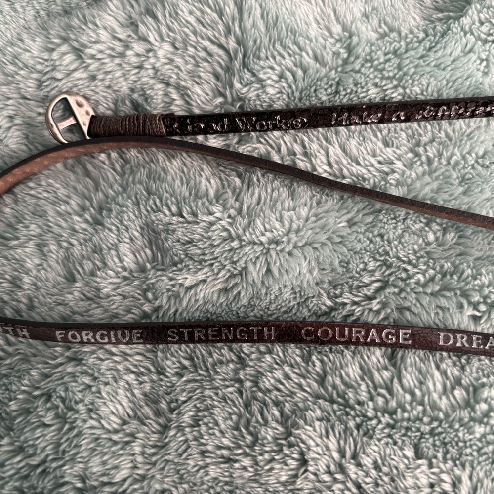 Good Works Inspirational Brown Silver Leather Bracelet